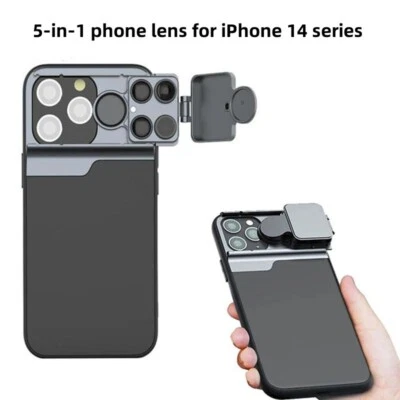 5 In 1 Macro Fisheye Telephoto Wide Angle CPL Phone Case with Lens for iPhone 13 - Image 1 of 4