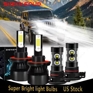 For Jeep Wrangler 2010 - 2021 9008 LED Headlight Hi/Lo Beam+Fog Light Bulbs kit - Picture 1 of 16