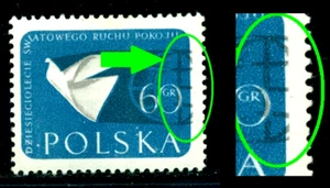 1959 Paz, Movimiento por la Paz Mundial, Paloma, Paloma, Polonia, 1119, impresión desplazada ERROR, MNH - Imagen 1 de 2