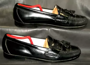Cole Haan Hombre Negro Cuero Mocasín Puntera Sin Cordones Borla Mocasín Zapatos Talla 10 1/2D - Imagen 1 de 5
