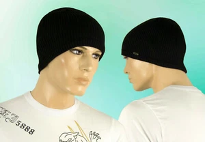 Herren Strick Mütze Beanie Strickmütze Schwarz Herbst Winter - 54 55 56 57 58 - - Bild 1 von 4