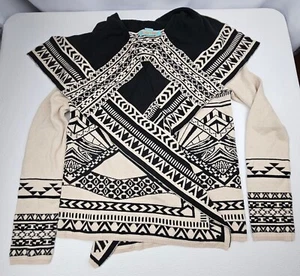 Flying Tomato Black And Tan Aztec Open Front Cardigan Womens Size Small  - Picture 1 of 6