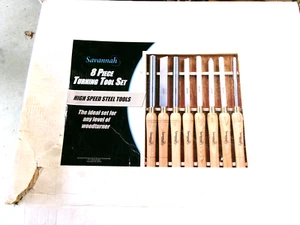 SAVANNAH BRAND 8 PIECE TURNING TOOL SET - HHS - WOODTURNING CHISEL SET - NEW IOB - Picture 1 of 5