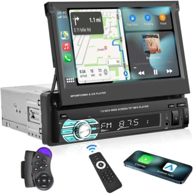 Single 1Din 7 Zoll Autoradio Apple CarPlay & Android Auto Touchscreen Bluetooth - Bild 1 von 4