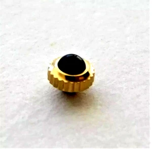 Watch Crown Black Stone Gold Filled Beveled Waterproof 2.80 x 1.60 Flush Tap 10 - Picture 1 of 1