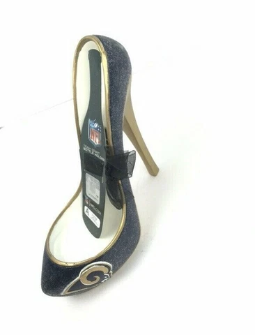 NFL LA Los Angeles Rams Wine Bottle Holder Team Spirit Glitter High Heel Shoe Cover