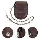 Taschenbeutel für Taschenuhr mit Bronzekette und Ledertasche