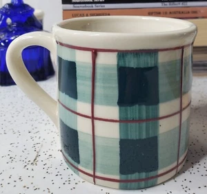 Vintage 1982 Hartstone Buffalo Check Mug Cup 16 oz Green Red Plaid - Picture 1 of 6