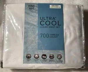 Ultra Cool 700 Thread Count 4 Piece Luxury Sheet Set King Size Color White New - Picture 1 of 4