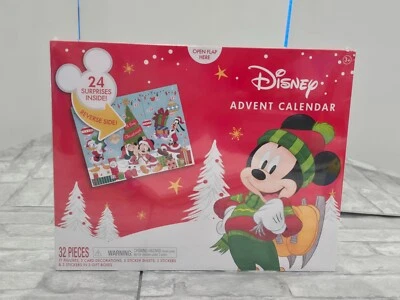 Disney Mickey Mouse Advent Christmas Calendar 32pc w Figures Stickers etc - Image 1 of 3