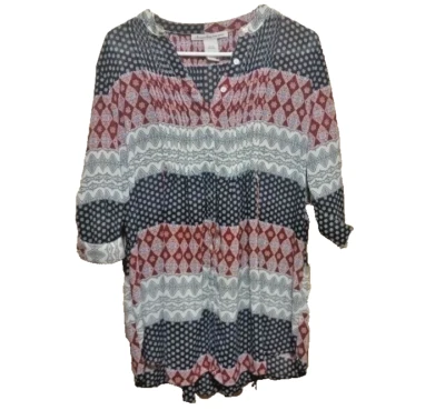 AMERICAN RAG CIE Womens Size M  Geometric Colorful Button Up Pleated Tunic Shirt - Image 1 of 3