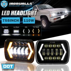 for 1986-1994 Nissan D21 2Pcs LED Headlights DRL Turn Signal Hi/Lo Sealed Beam - Picture 1 of 12