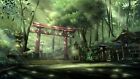 Anime paysage torii rayons soleil forêt asiatique tapis de jeu personnalisé