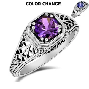 1CT Natural Color Changing Alexandrite 925 Sterling Silver Ring Sz 6 XB3 - Picture 1 of 4