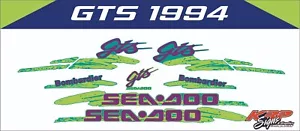 SEADOO GTS 1994 Graphics / Decal / Sticker Kit CUSTOM LIME PURPLE & LIME GREEN - Picture 1 of 1