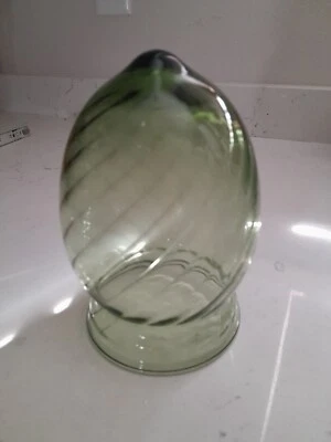 Vintage 1960s Green Spiral Glass Bullet Ceiling Light Pendant Globe Glass Shade - Image 1 of 4