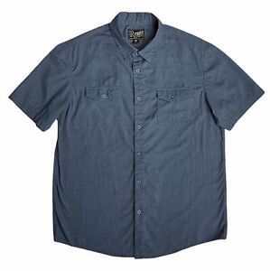 Retrofit Mens Shirt Button Up Short Sleeve Pockets Lightweight Blue Size Medium