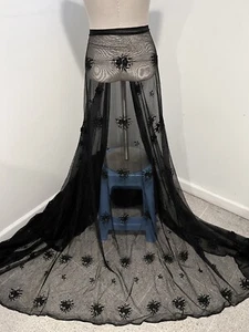 15 Yard BLACK Embroidery Stretch Bridal Lace Fabric 50” Width - Picture 1 of 6