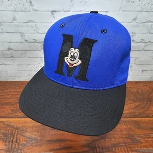 Vintage Mickey Mouse Snapback Mütze Stickerei blau Made in USA Neu mit Etikett - Bild 1 von 7