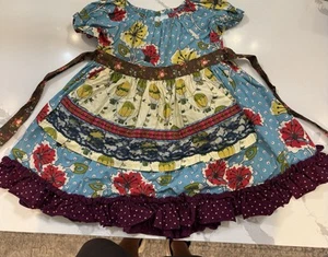 Matilda Jane Paint By Numbers Floral Dot Hot Air Balloon Apron Dress Girl Size 2 - Picture 1 of 2