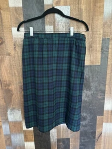 Vintage Pendleton Black Watch Tartan Wool Skirt Plaid USA Fabric Salvage Upcycle - Picture 1 of 14