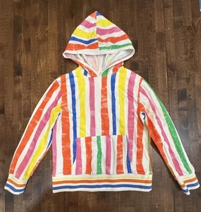 Noe & Zoe Berlin Girls Size 6 Rainbow Striped Hooded Sweatshirt Hoodie Pullover - Picture 1 of 7