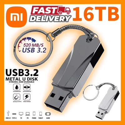 USB Flash Memory 16TB 8TB 4TB 2TB 1TB Stick Metal USB 3.1 Pen Drive Waterproof - Image 1 of 4