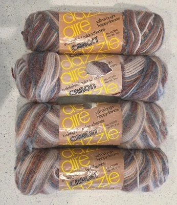Vintage 4 Skeins Dazzle Aire Teaberry Ombre Yarn Caron 3oz 2678 Dazzleaire - Image 1 of 4