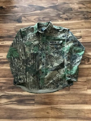 Vintage Rattlers Brand Realtree Camo Shirt Mens Heavy Chamois Hunting USA - Image 1 of 4