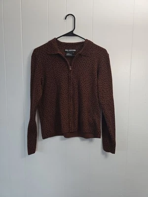 Chaqueta con cremallera con estampado de leopardo marrón Nina Leonard Foto 1 de 3