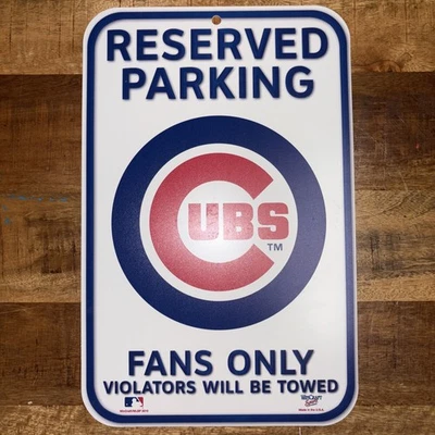 Chicago Cubs 11" x 17" Reserved Parking Plastic Sign - MLB - Image 1 of 2