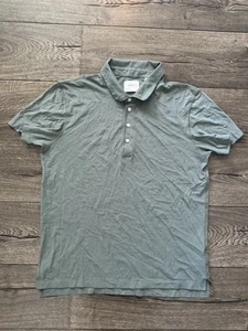 Polo Billy Reid uomo grande blu grigio 100% cotone biologico preppy usata in ottime condizioni - Foto 1 di 11