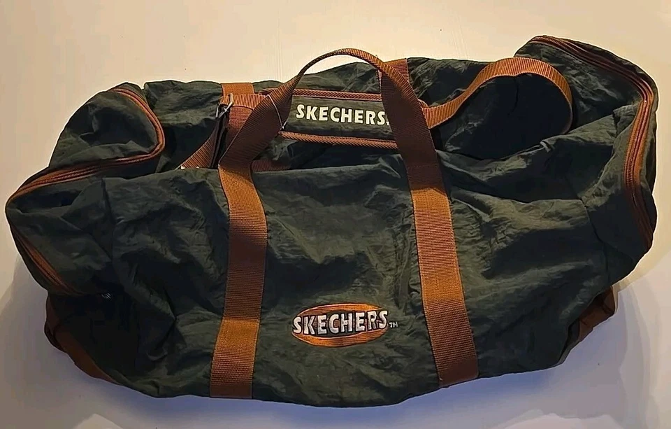 ¡Vintage! Bolso de Lona Early Skechers Verde/Marrón con Cremallera Foto 1 de 2