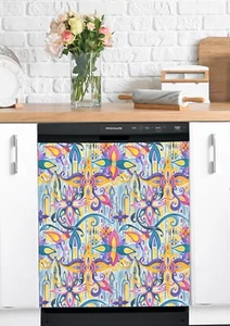 Dishwasher Magnet Cover - Reusable Magnetic Tiles Decal - Pack of 4 Tiles - V032 - Picture 1 of 8