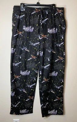 Pantalones de pijama Star Wars para hombre XXL negros con estampado de chorros de combate gruesos de franela polivinílica Foto 1 de 4