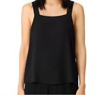 Eileen Fisher Women’s Square Neck Cami Top BLACK 100% Silk Size XS~ NWT $228