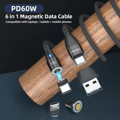 60W Super Fast Charging Magnetic Data Cable USB Cable Phone Charger A18 - Image 1 of 4