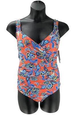 Jantzen Surplice Maillot One-Piece Swimsuit Red Floral - Image 1 of 3