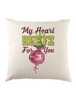 My Heart Beets For You Cushion Pillow Pixel Arcade Nerd Vegan Love Red Beet