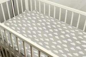 2 3 4 5 pc bedding set nursery baby 100% cotton for cot bed grey white clouds - Picture 1 of 1