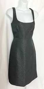 NWT ELIE TAHARI Silk & Wool Blend Gray w/ Silver Sleeve Dress 10 Retail $498 - Picture 1 of 3