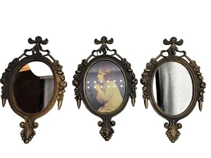 Italian Mini Mirrors And Picture Frame Victorian Metal Ornate Set Of 3 Vintage - Picture 1 of 8