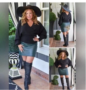 Zeagoo High Waist Classic Faux Leather Slim Bodycon Pencil MiniSkirt Size Large - Picture 1 of 5