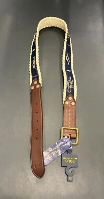 Polo Ralph Lauren Knit Cotton Nautical & Lighthouse Reversible Belt Size 32 - Image 1 of 4