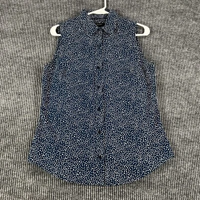 Banana Republic Shirt Womens 10 Blue Geometric Sleeveless Button Up Tailored Fit - Image 1 of 4