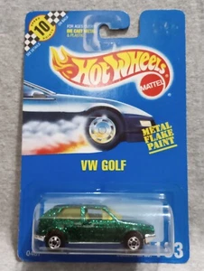 Hot Wheels 1992 VW Golf #183 blue card green chrome base - Picture 1 of 2