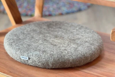 Melange Brown Wool Seat Pad | Handmade Round Chair Pad| Woolen Seat Pad - Image 1 of 4