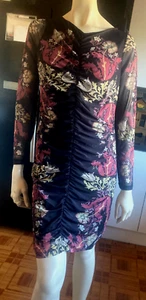 BNWT MORRIS & Co at NEXT Jet BLACK Soft MESH ORCHID PINK FLORAL Print Dress 10 - Picture 1 of 9
