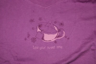 Grande Nuevo con Etiquetas Para Mujer Life Is Good Take Your Sweet Time Té Ciruela LS Sleep Vee Foto 1 de 4