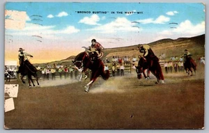 Western Postkarte Cowboys Bronco Büste im Westen 1945 Leinen - Bild 1 von 2